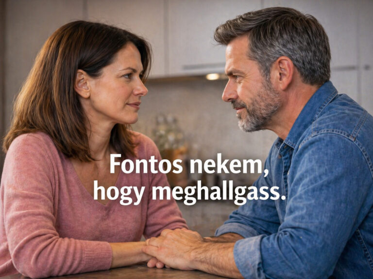 Házaspár békés, asszertív kommunikáció közben.