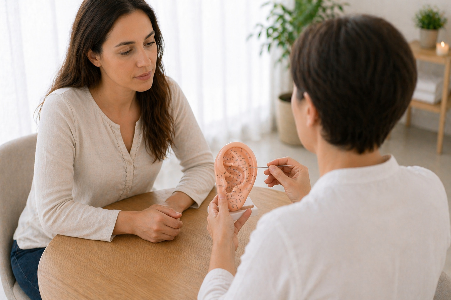 Fülmaketten bemutatott tűszúrás
